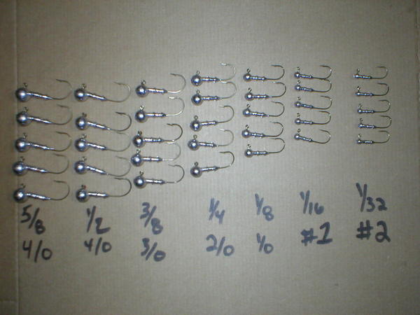 Roundhead Jig Heads. Larger sizes for all species of fish. Crappie to  Stripe.