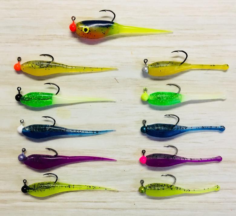 Snake River Crappie Stinger and Texas Star baits with 1/32