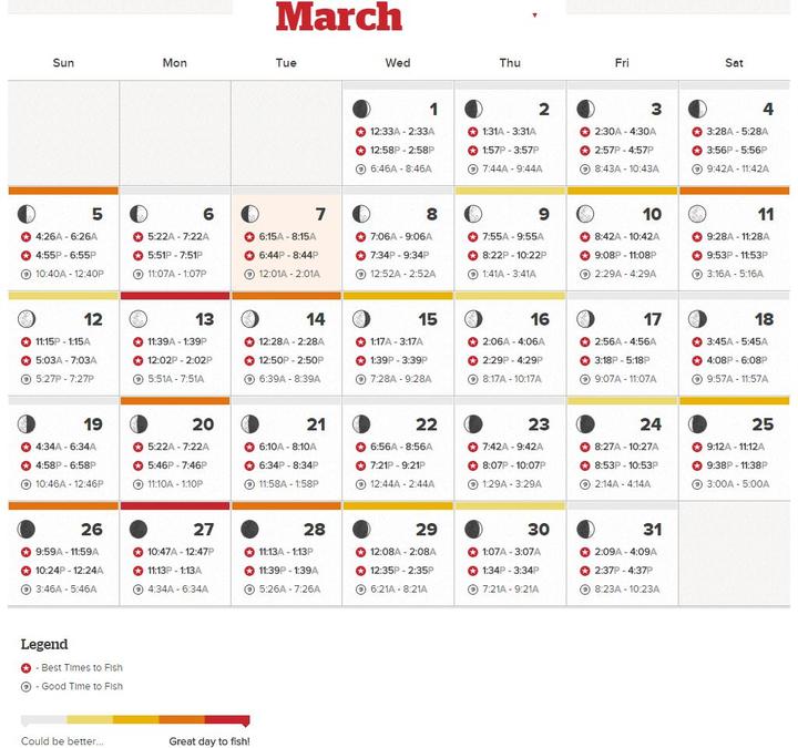 March Fishing Calendar!